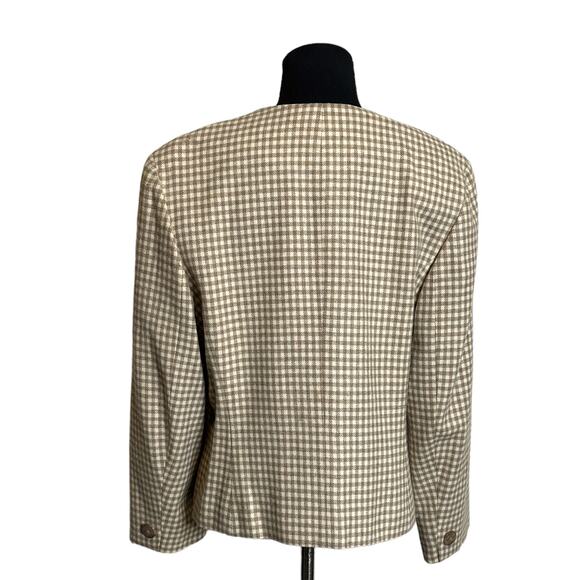 Pendleton vintage beige gingham wool button blazer size P14 - Picture 8 of 10